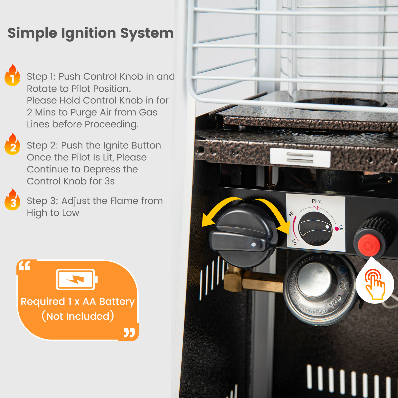 35" Portable Tabletop Pyramid Patio Heater Steel Propane gas 9500 BTU